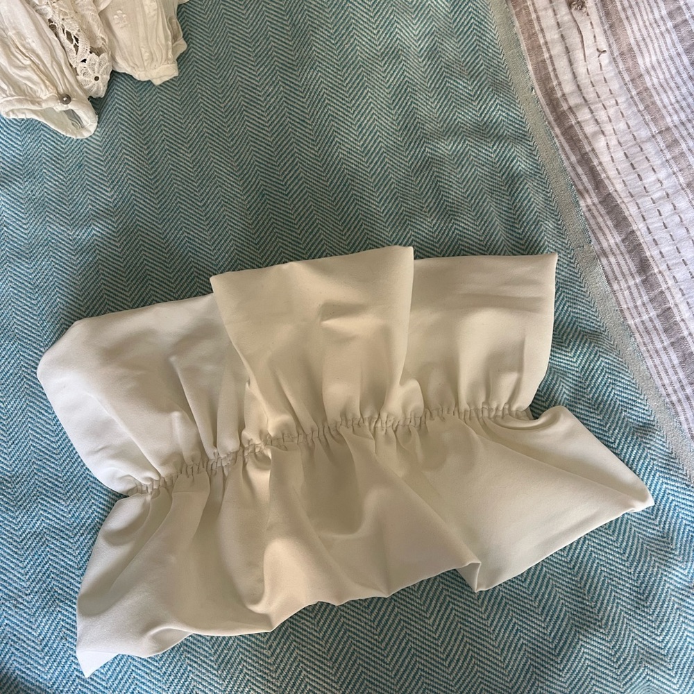 Cream Ruffled crop top